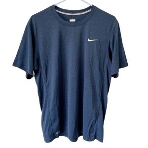 Nike Shirt Men's Large Navy Blue Nike Fit Dry Embroidered Swoosh Logo